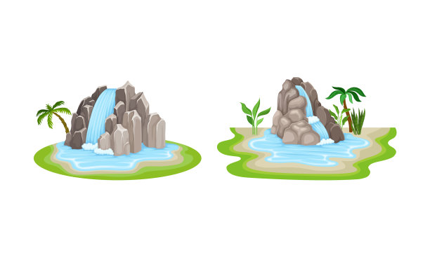 低热带瀑布，水流过图片下载