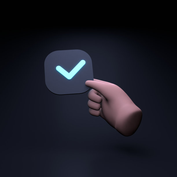 手持复选标记图标的手。3 d渲染插图。图片下载