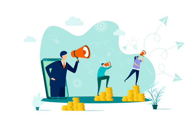 扁平化的推荐营销理念图片下载