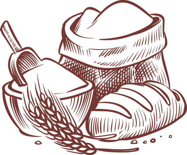 面粉袋面包和谷物面包店图片下载