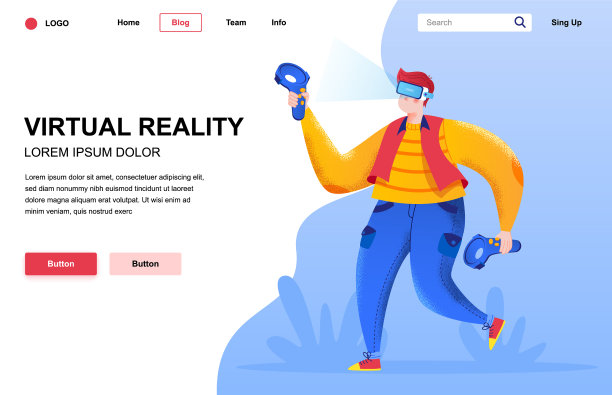 虚拟现实平着陆页面组成图片下载