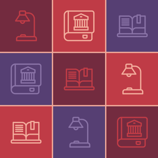 设置行台灯打开书和法律图标图片下载