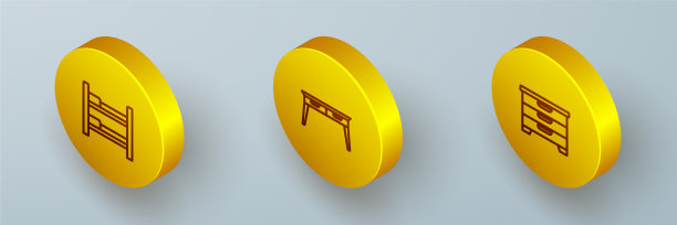 设置等距线双层床，办公桌和衣柜图片下载