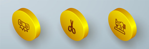 设置等距线礼物弓剪刀和缝纫图片下载