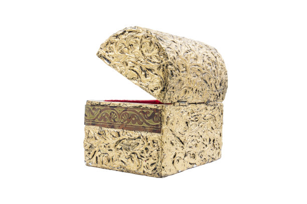 白色背景上的金色复古旧宝箱图片下载