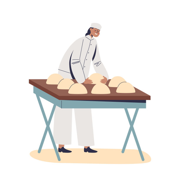 女面包师为烘焙揉和擀面团图片下载
