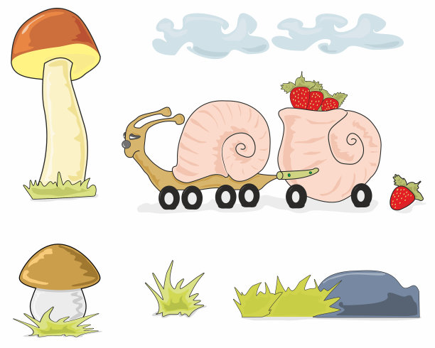 钻车和蘑菇图片下载