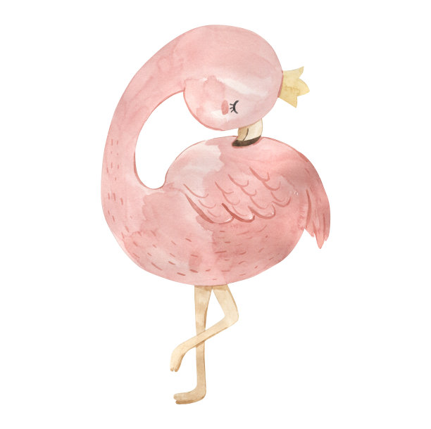 儿童火烈鸟水彩插图图片下载