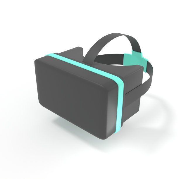 3D插图的黑色和蓝色VR眼镜图片下载