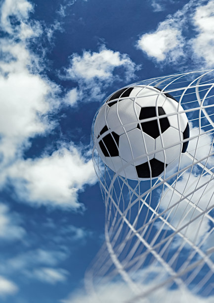 3d渲染足球在球门图片下载