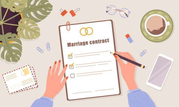 婚姻合同妇女签署婚前协议图片下载