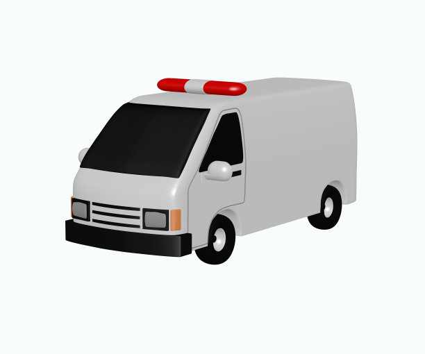 救护车插图3D图像孤立的白色背景图片下载