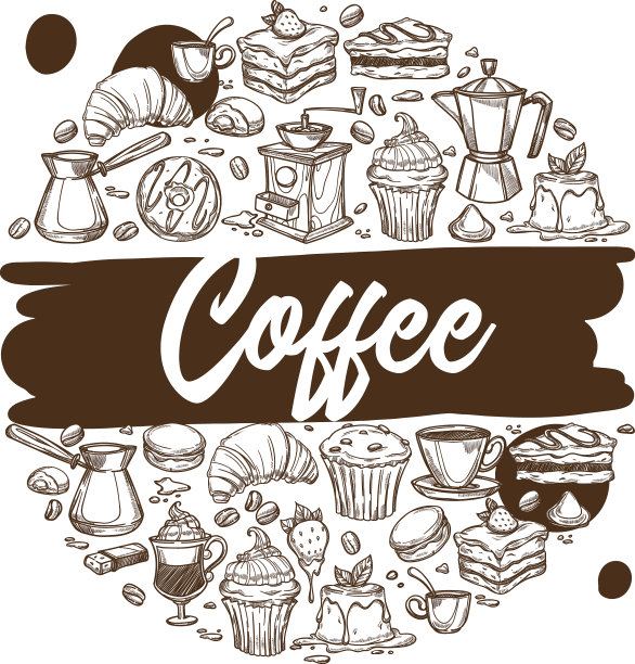 咖啡店饮料和甜品零食横幅图片下载