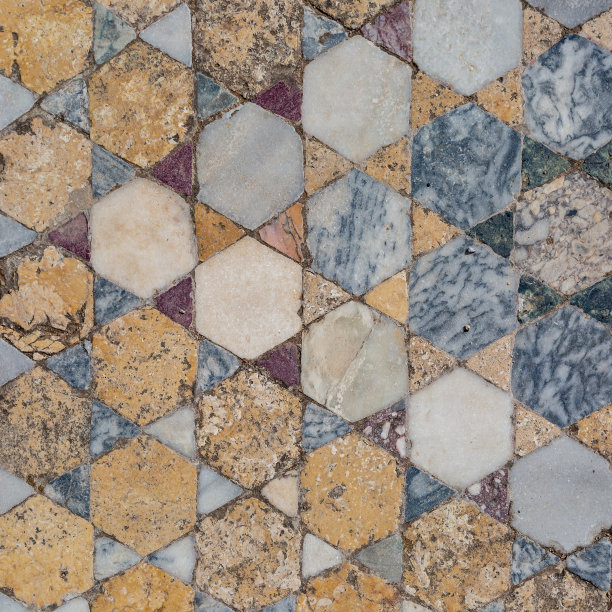 在北塞浦路斯的萨拉米斯古遗址俯瞰马赛克地砖图片下载