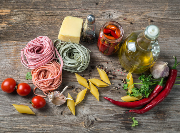 散乱的产品准备烹饪，俯视图图片下载