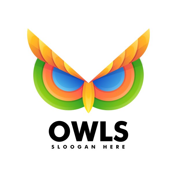 矢量插图猫头鹰渐变彩色风格。图片下载