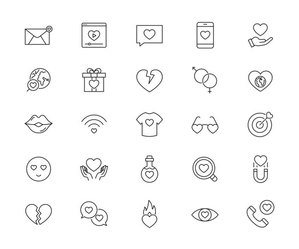 图标关系集。简单的轮廓图标。矢量插图。“n图片下载