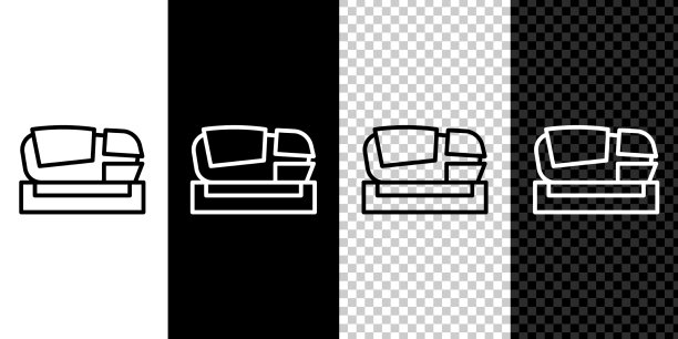 设置线体育场梅斯塔利亚图标孤立在黑色图片下载