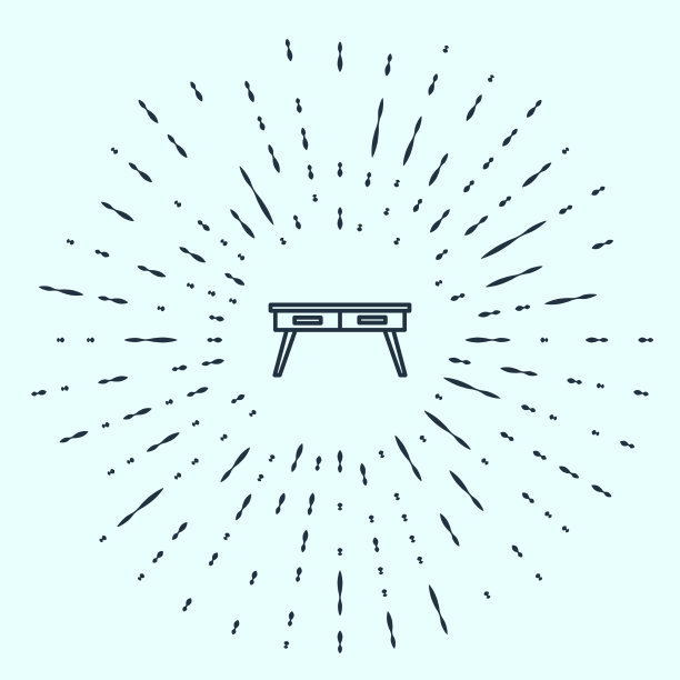 黑色线条的办公桌图标孤立在灰色上图片下载