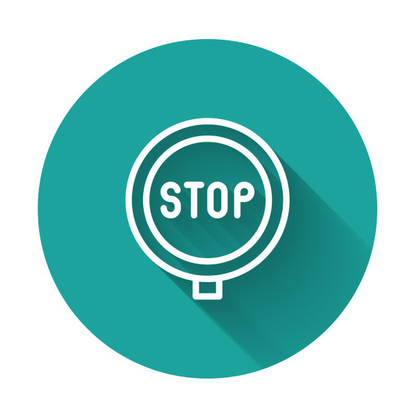 白线停止标志图标与长隔离图片下载