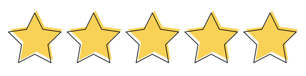 产品质量评级或客户评论与五颗黄色星星与黑色直线矢量插图。评价线性符号，用于评价反馈服务、评价调查、手机app图片下载