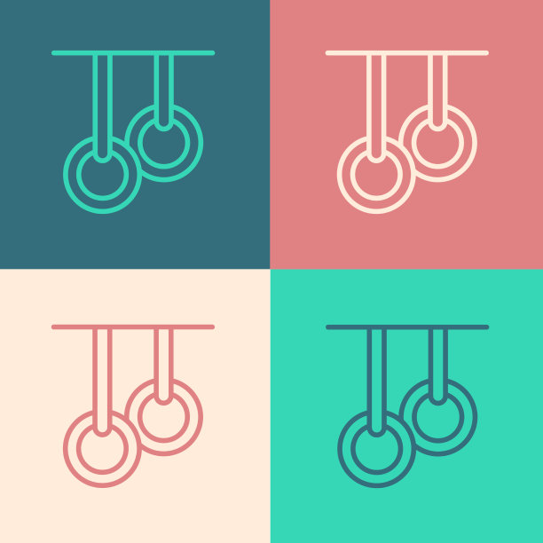 波普艺术线体操环图标孤立上图片下载