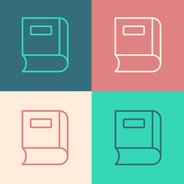 波普艺术线书籍图标孤立的色彩图片下载