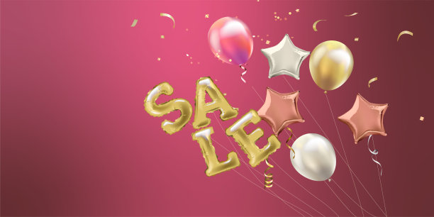 现实的销售背景与气球。图片下载