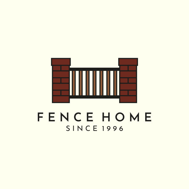 篱笆与复古风格的标志图标模板设计。房屋，农场，矢量插图图片下载
