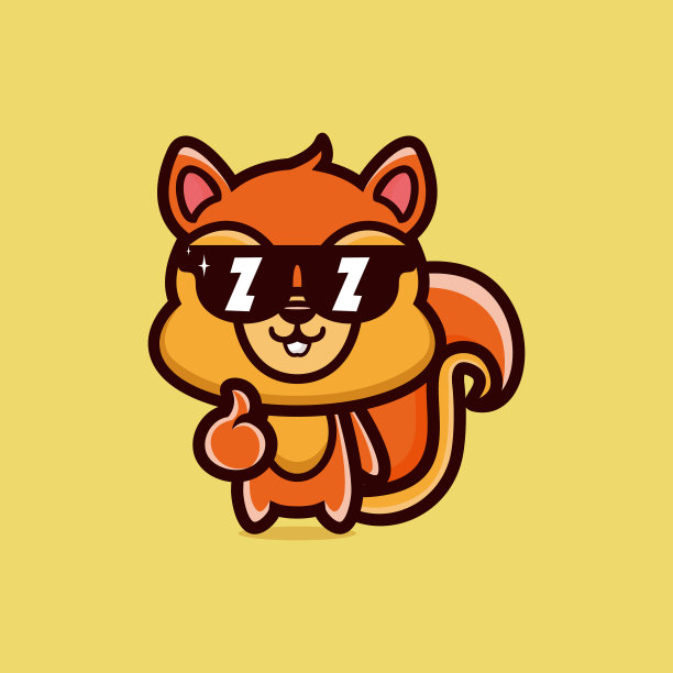 戴眼镜的可爱酷风格松鼠图片下载