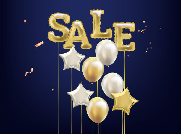 现实的销售背景与气球。图片下载