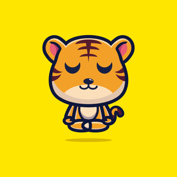 萌虎做冥想溢价矢量图片下载