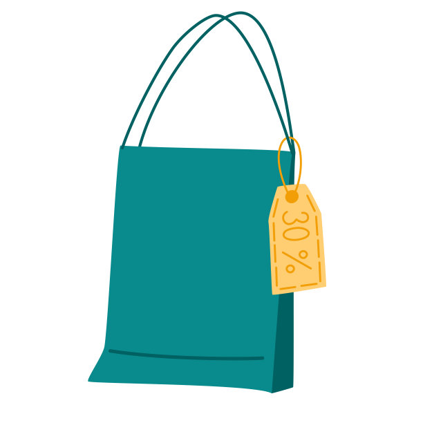 购物袋。世界消费者权益日销售。空购物袋用白色绝缘。向量的卡通插图素材图片