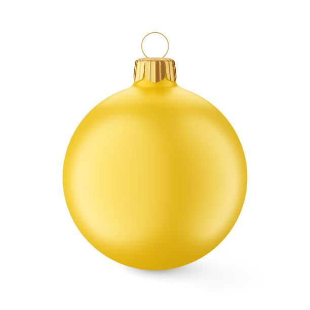 黄色圣诞小玩意儿孤立在白色上。3 d渲染。图片下载