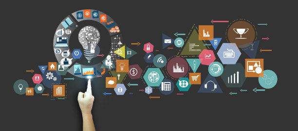 插画商业。设计现代理念和概念思考创意。为头脑风暴，社交网络，成功，计划，思考，搜索，分析，沟通，未来的想法创新技术。图片下载