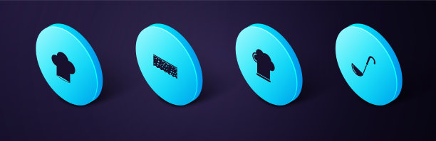 设置等距厨房勺子厨师帽海绵与图片下载