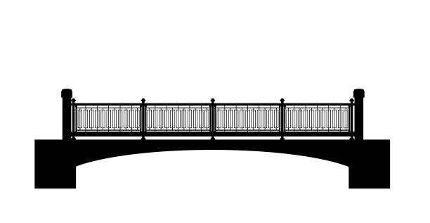 城市桥梁轮廓。交通道路建设。孤立在白色背景。向量图片下载