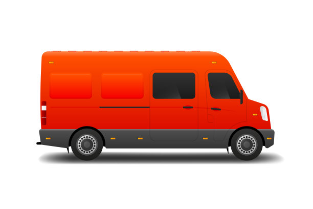 现实的汽车模型。红色的货运货车。矢量插图。图片下载