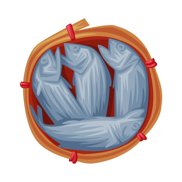 鲭鱼篮子作为泰国的象征和著名的物体矢量插图图片下载