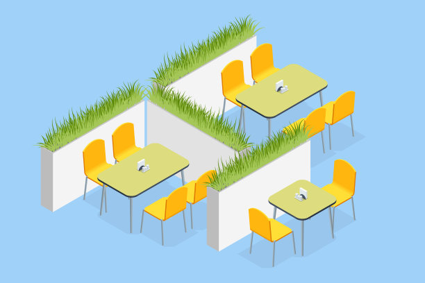 等距快餐广场，餐厅内部，餐饮，购物中心图片下载