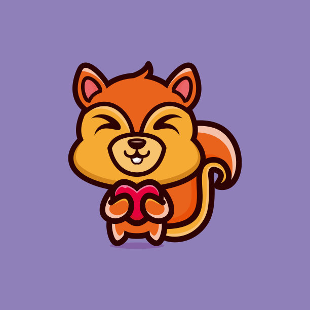 可爱的松鼠站着抱着爱卡通图标矢量插图。动物爱图标概念溢价矢量图片下载