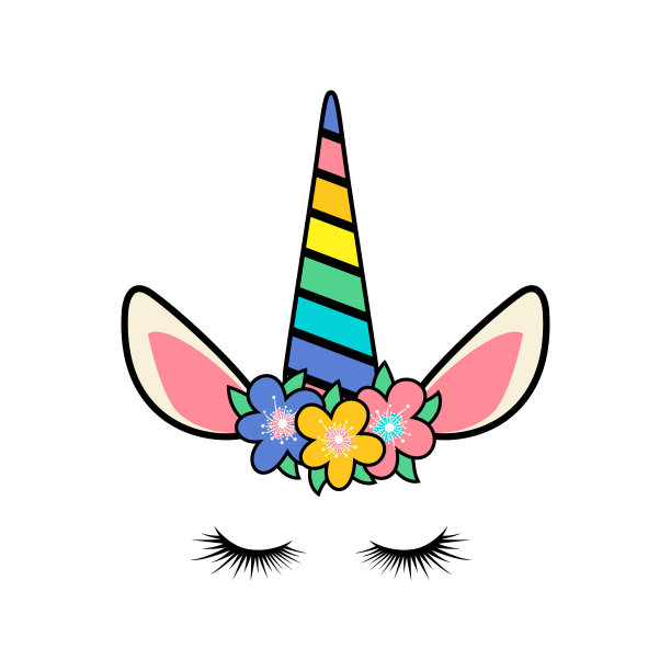 快乐的独角兽脸配花图片下载