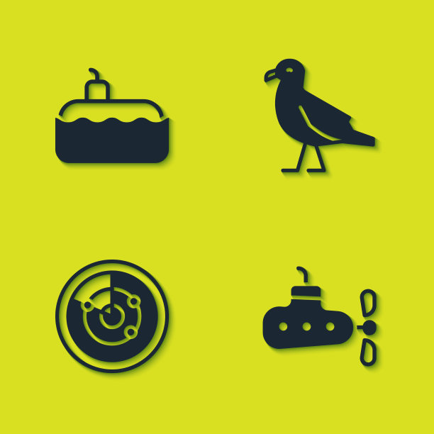 设置目标潜艇雷达和海鸥鸟图片下载