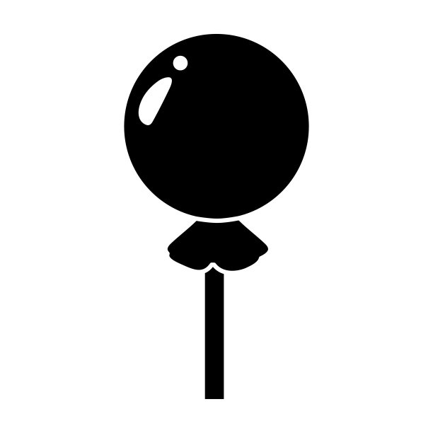 糖果包装棒棒糖图标剪影黑色扁平风格孤立向量图片下载