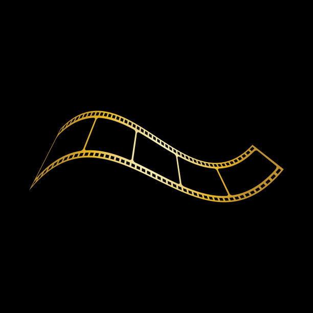 金色胶片条孤立在黑色背景图片下载