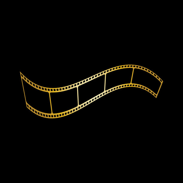 金色胶片条孤立在黑色背景图片下载