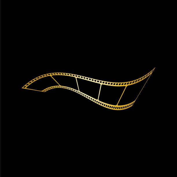 金色胶片条孤立在黑色背景图片下载