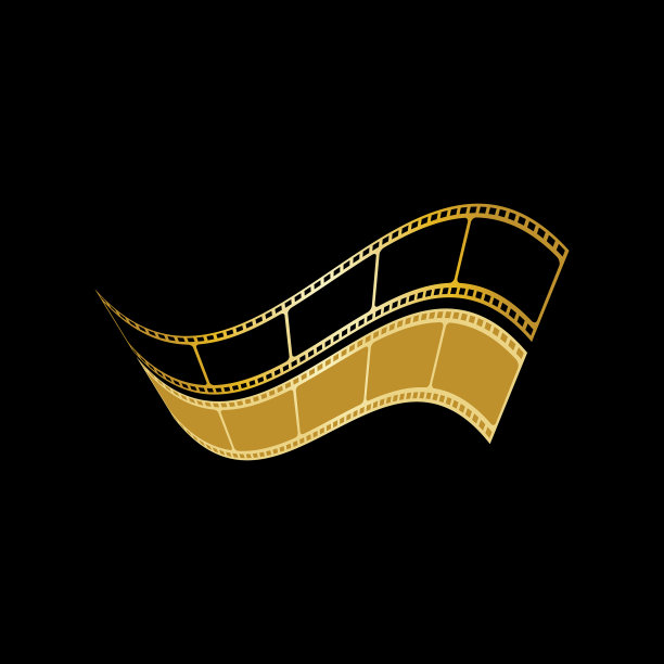 金色胶片条孤立在黑色背景图片下载