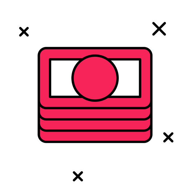 填充轮廓堆叠纸币现金图标图片下载