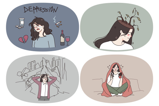 抑郁、悲伤和坏思想的概念图片下载